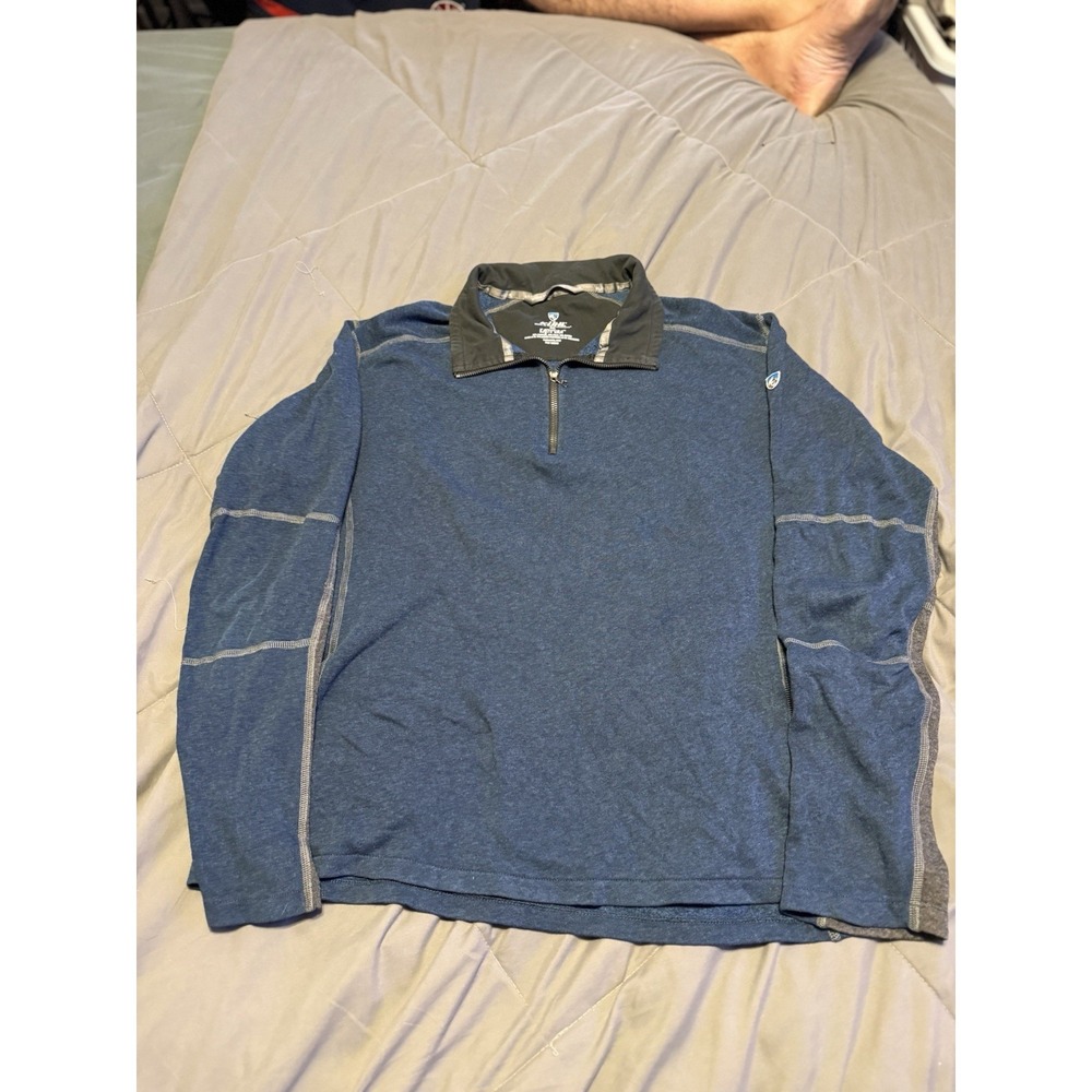 Kuhl Kashmira 1/4 Zip Fleece Pullover Blue/Gray Men's Size XL Outdoor Sweatshirt